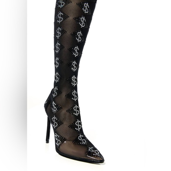 BLING BLING STILETTO BOOT IN BLACK - Picture 3 of 7